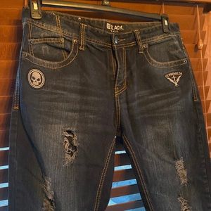 Black, men’s premium jeans. 34/32